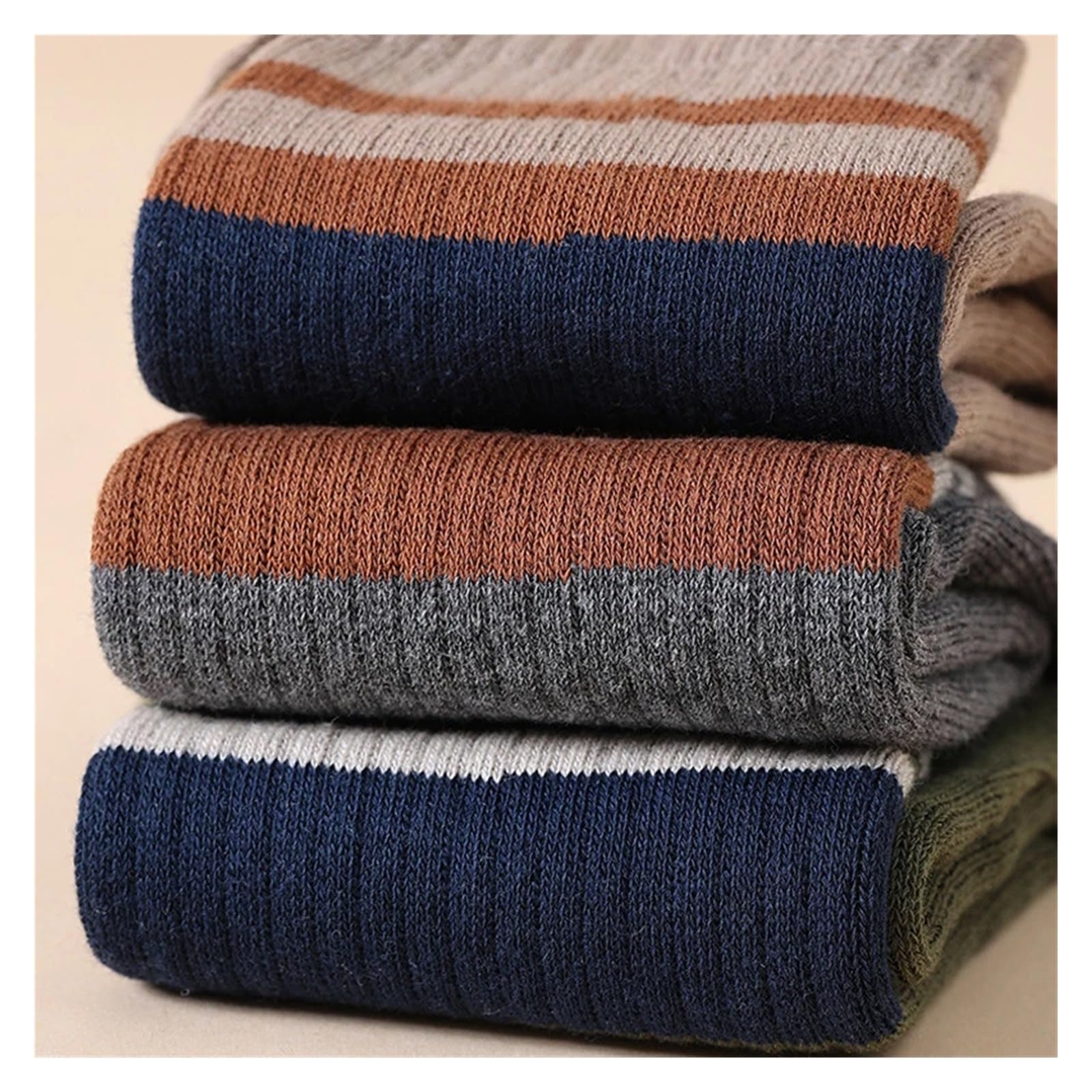 5 Paia Di Calzini Da Uomo In Cotone A Righe Spessi, Morbidi Ed Elastici Che Assorbono Il Sudore, Mantengono Caldo Vestito Festa, Lunghi Dita per uomo e donna