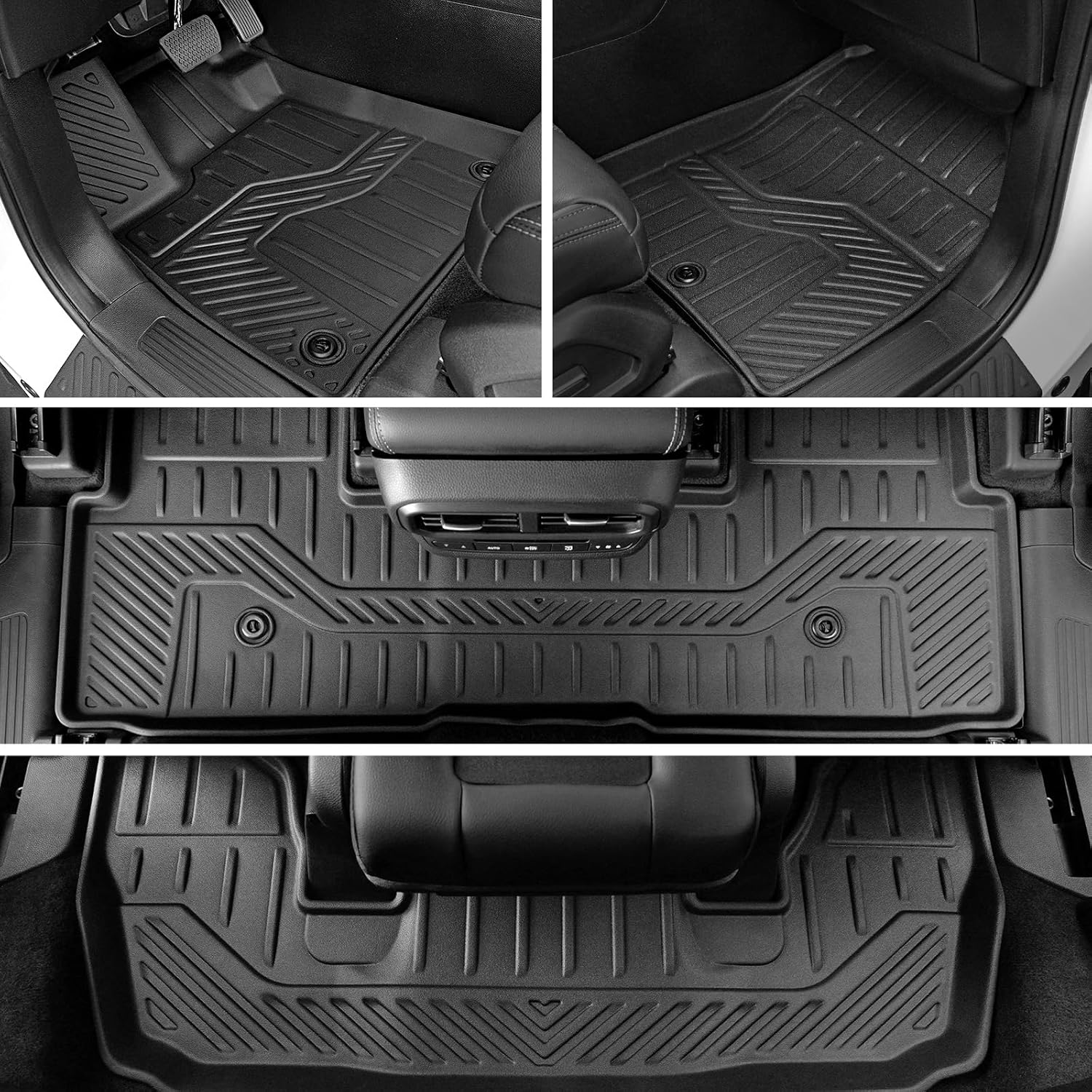 Floor Mats Cargo Mat for Honda Pilot 2026 2025 2024 2023, All Weather TPE Cargo Liner Trunk Mat with Backrest Mat Door Sill Protectors Car Accessories for Pilot (Floor Mats Set)