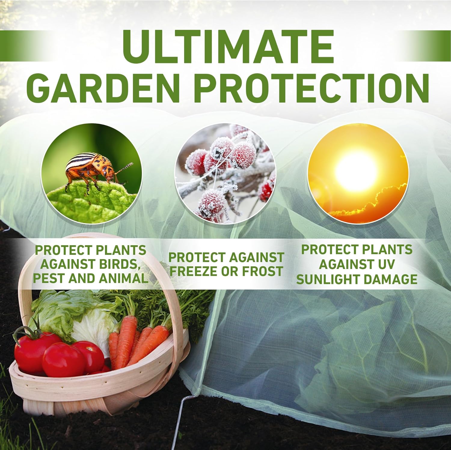 Tierra Garden Plant Cover - Protects Plants and Flowers, Garden Cloche, Micromesh - Standard - Micromesh