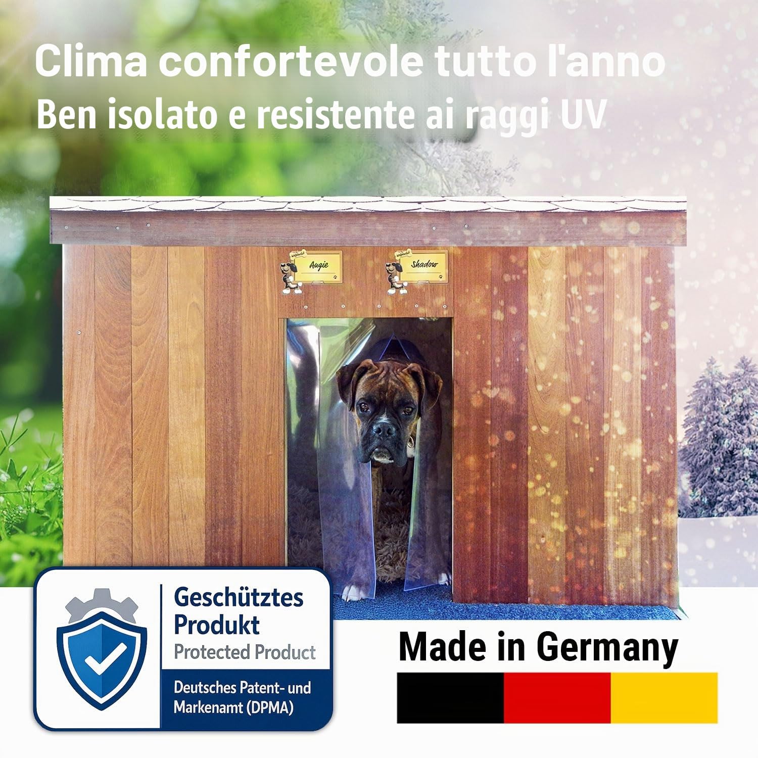 Zettl GmbH Tenda a lamelle per piccoli animali, LxH 40x60cm. Tenda a strisce in PVC per cucce per cani, gattaiole, stalle, aperture nel capanno da giardino, in officina.
