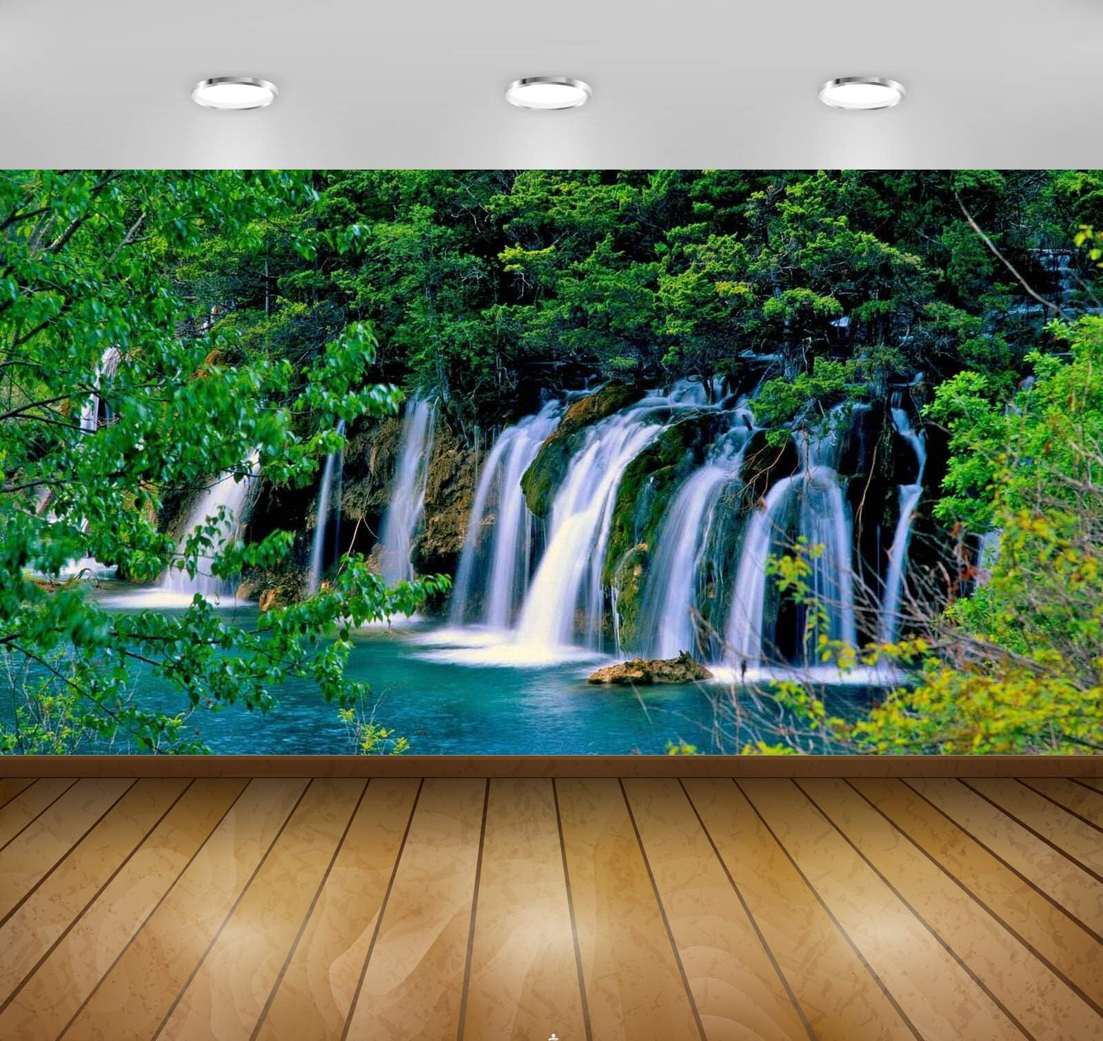 Avikalp Exclusive Awi3198 Waterfall Forest Stones Nature Full Hd Wallpapers 3D Look Beautiful Scenery Wallpaper for Walls (152cm x 121cm)