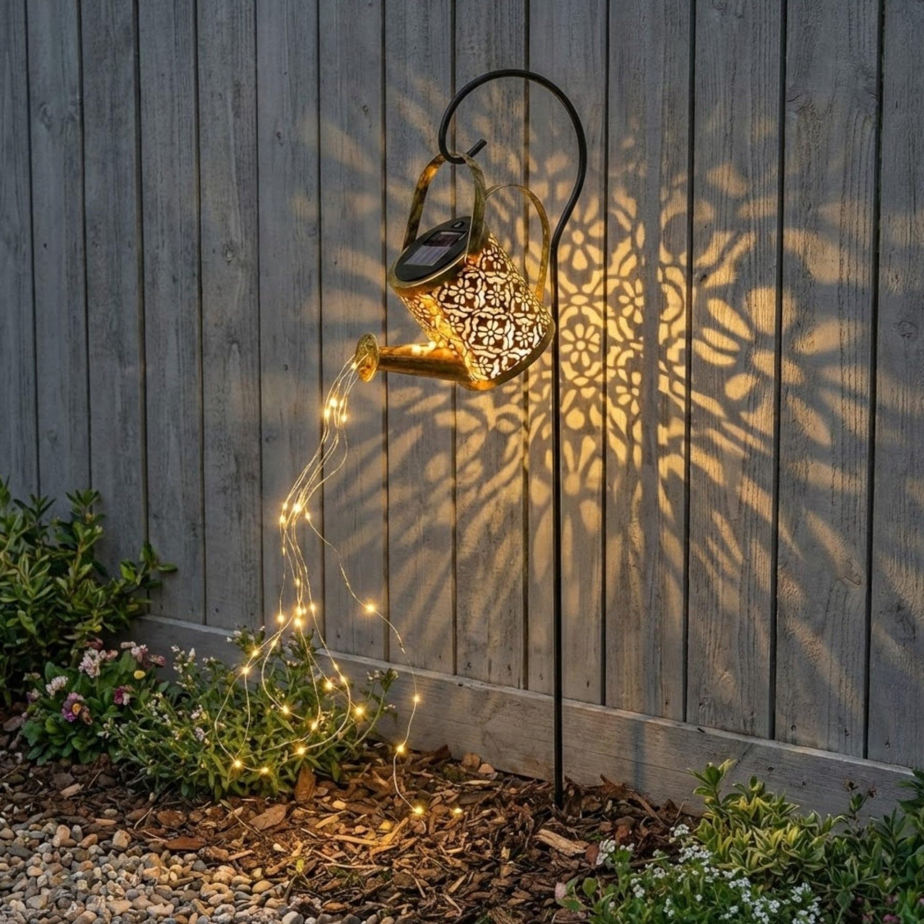 Lunaria Solar Watering Can Stake Light, Garden Watering Can Pathway String Lights - By Garden Greatness