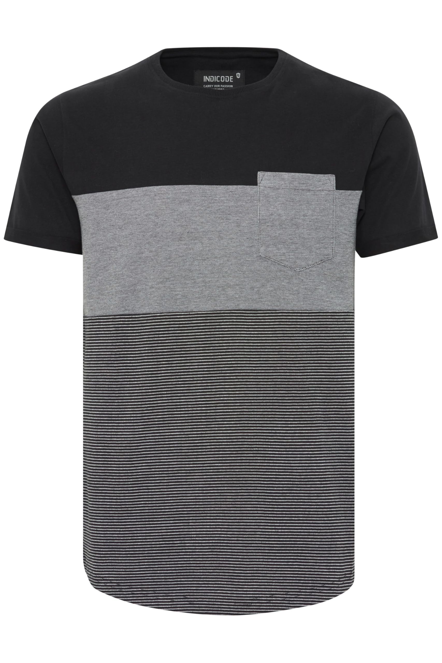 Indicode IDMorler Herren T-Shirt Kurzarm Shirt mit Streifen aus 100% Baumwolle mit Rundhalsausschnitt