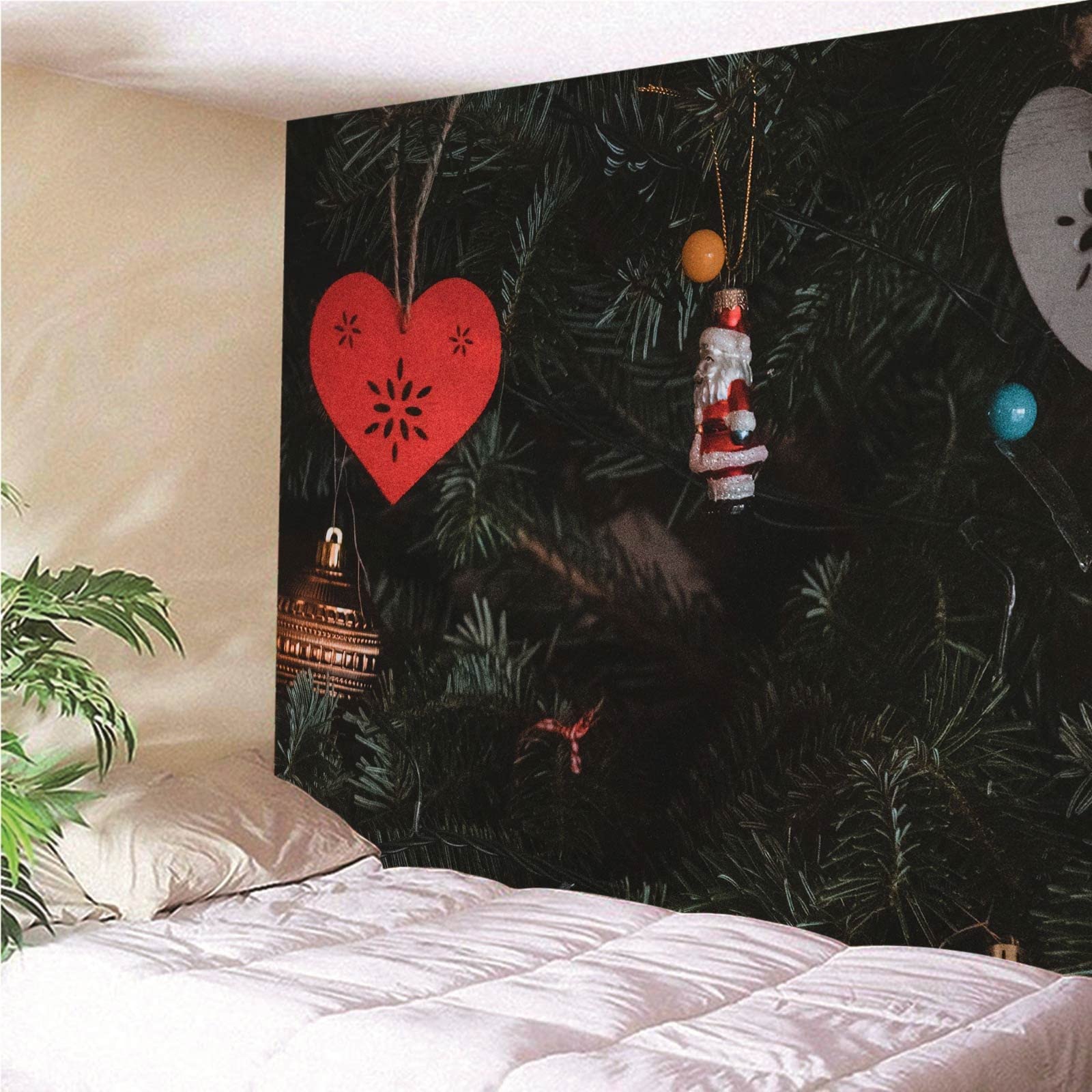 Arazzo da Parete di Natale Tappezzeria Muro Ornamenti di Babbo Natale per Decorazione Natalizia, 200x200CM