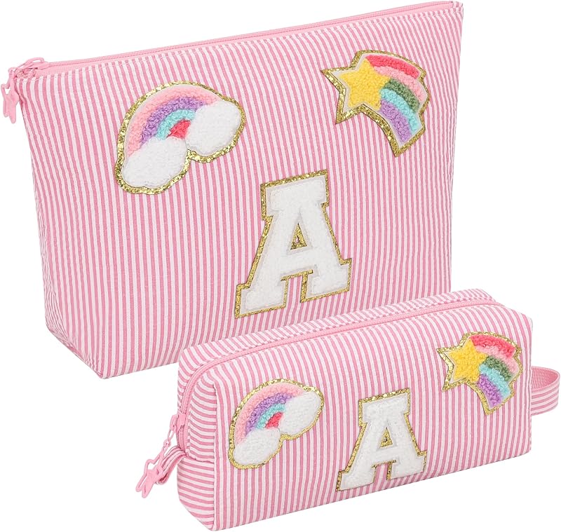 Necessaires de maquiagem sevelly personalizadas com estampa de letra, 2 unidades