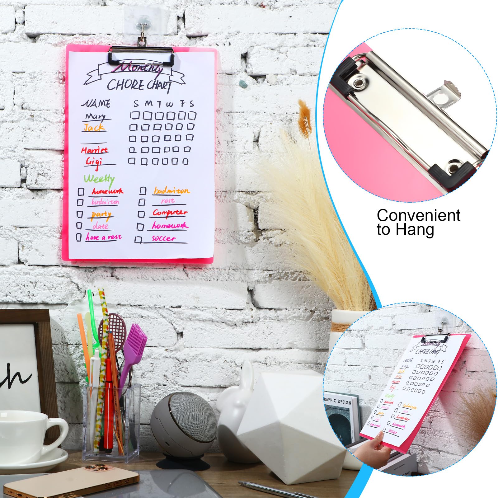 30 pezzi Appunti in plastica con clip a basso profilo, formato A4, con clip a forma di lettera, per bambini, adulti, casa, ufficio, classe, 30 x 20 cm (stile classico)