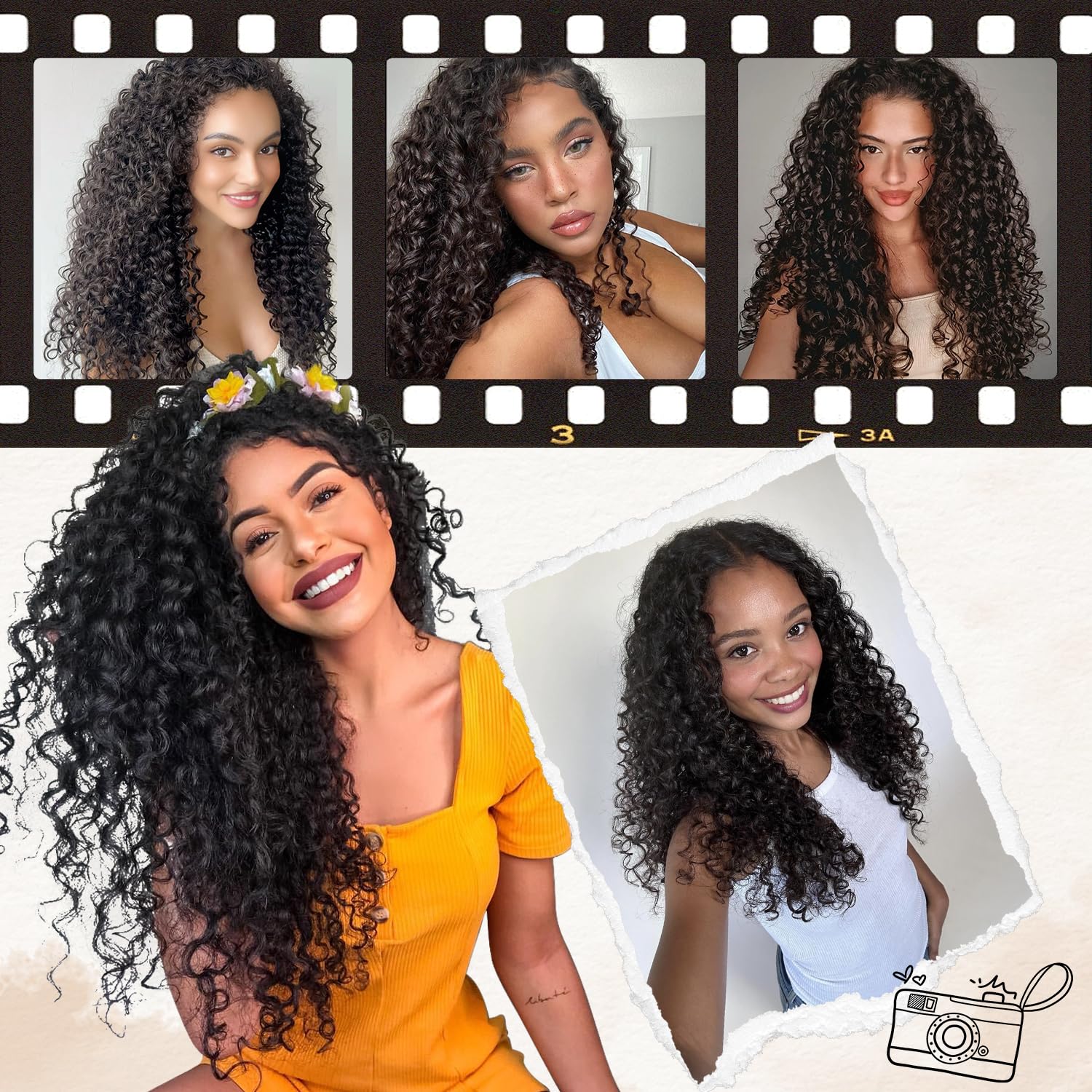 Snapklik.com : Curly Clip In Hair Extensions, 6PCS Curly 