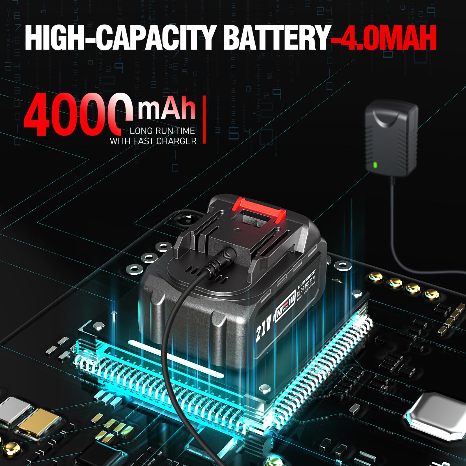 Smerigliatrice angolare a batteria 125mm, senza spazzole 9500 RPM con 1 batteria 4000mAh, smerigliatrice a batteria 21V con dischi da taglio, smerigliatrice a ventaglio per taglio e levigatura