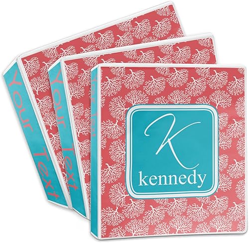 Miniatura 3 de Carpeta personalizada de 3 anillas coral y verde azulado - 2 pulgadas