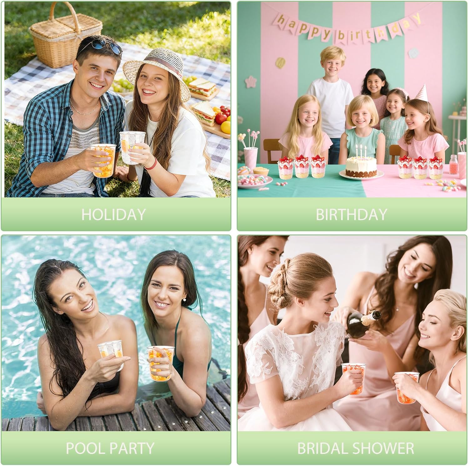 LINGYUNZE60 Pcs Disposable Stemless Clear Plastic Cups 16OZ NATURAL Arc Plant Based wine glasses For Parties Weddings Birthdays Cocktail BPA Free Recyclable Clear Cold Cups - Image 5