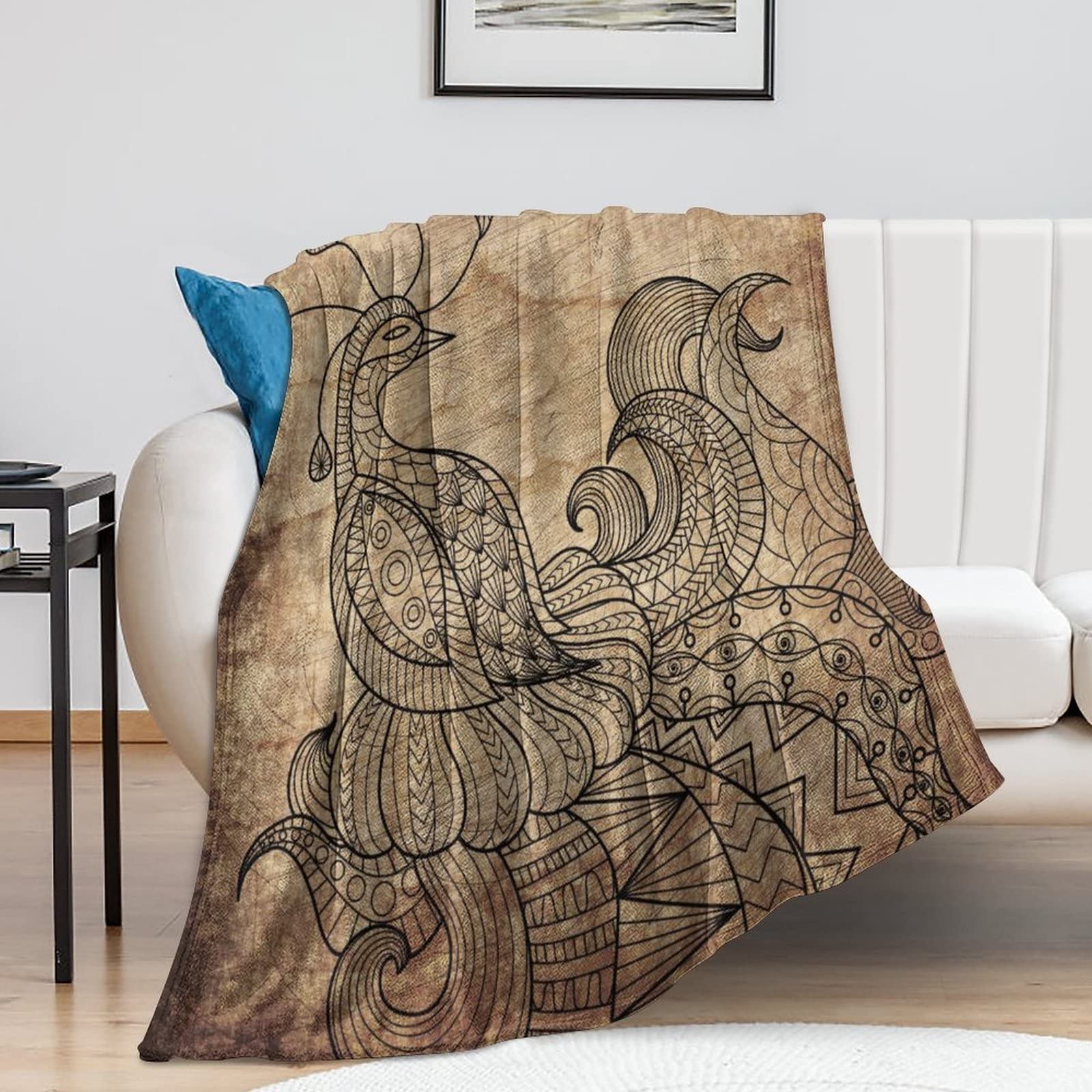 Couverture polaire paon antique pour stopper le froid hivernal avec style et douceur