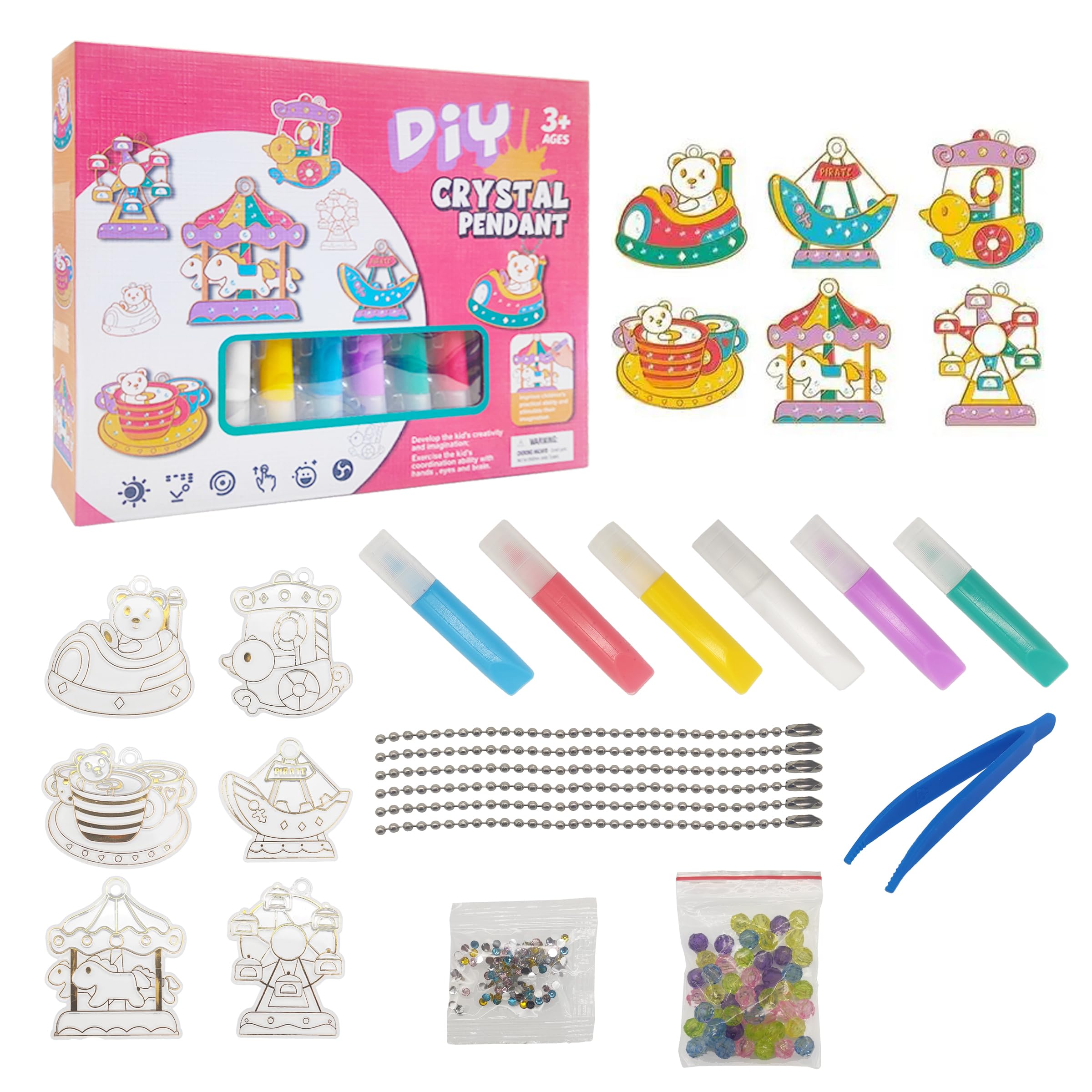 VGRASSP DIY Crystal Paint Art & Craft Set Toy for Kids, Window Art Suncatcher Kit with 6 Color, 6 Pendants, Color Diamonds, 6 Chains, Normal Beads, Picker Tool - Random Design (B0CYCD5WSB) Amazon Price History, Amazon Price Tracker
