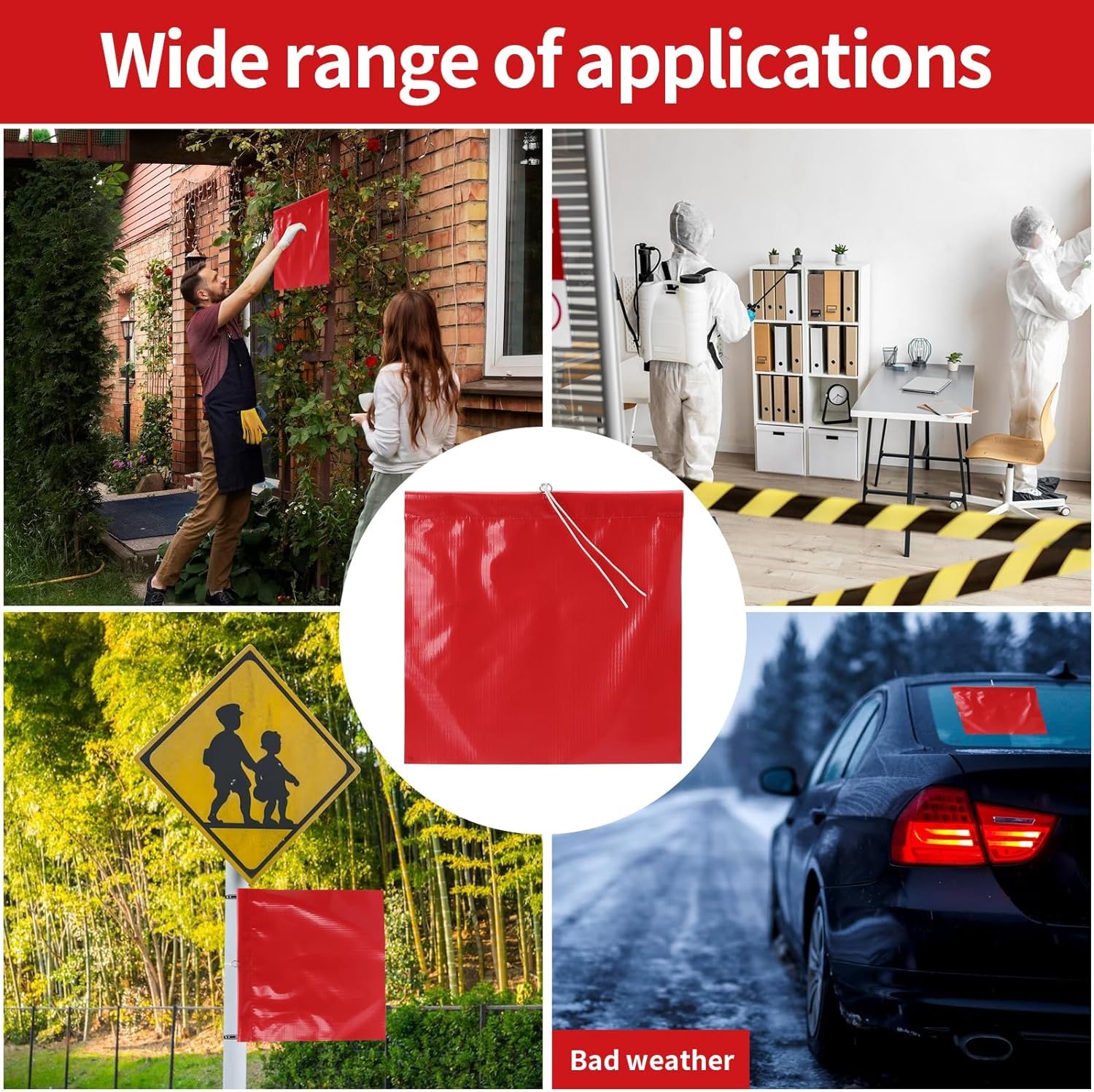 2x Warnflaggen 30x30cm Mit Gummiseil - Orange Warnfahnen Für Auto & Anhänger