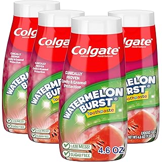 Colgate Anticavity Kids Toothpaste with Fluoride for Ages 2+, Watermelon Burst Flavor - 4.6 Ounce (4 Pack)