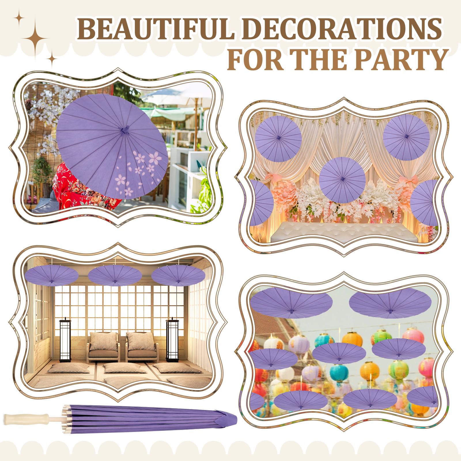 Sanwuta Papier-Sonnenschirme, chinesisch, japanisch, handgefertigt, Ölpapier, Sonnenschirm für Hochzeit, Brautparty, Foto-Requisiten, DIY-Dekoration, Gartenpartys, Teepartys, Dekorationen, 8 Stück
