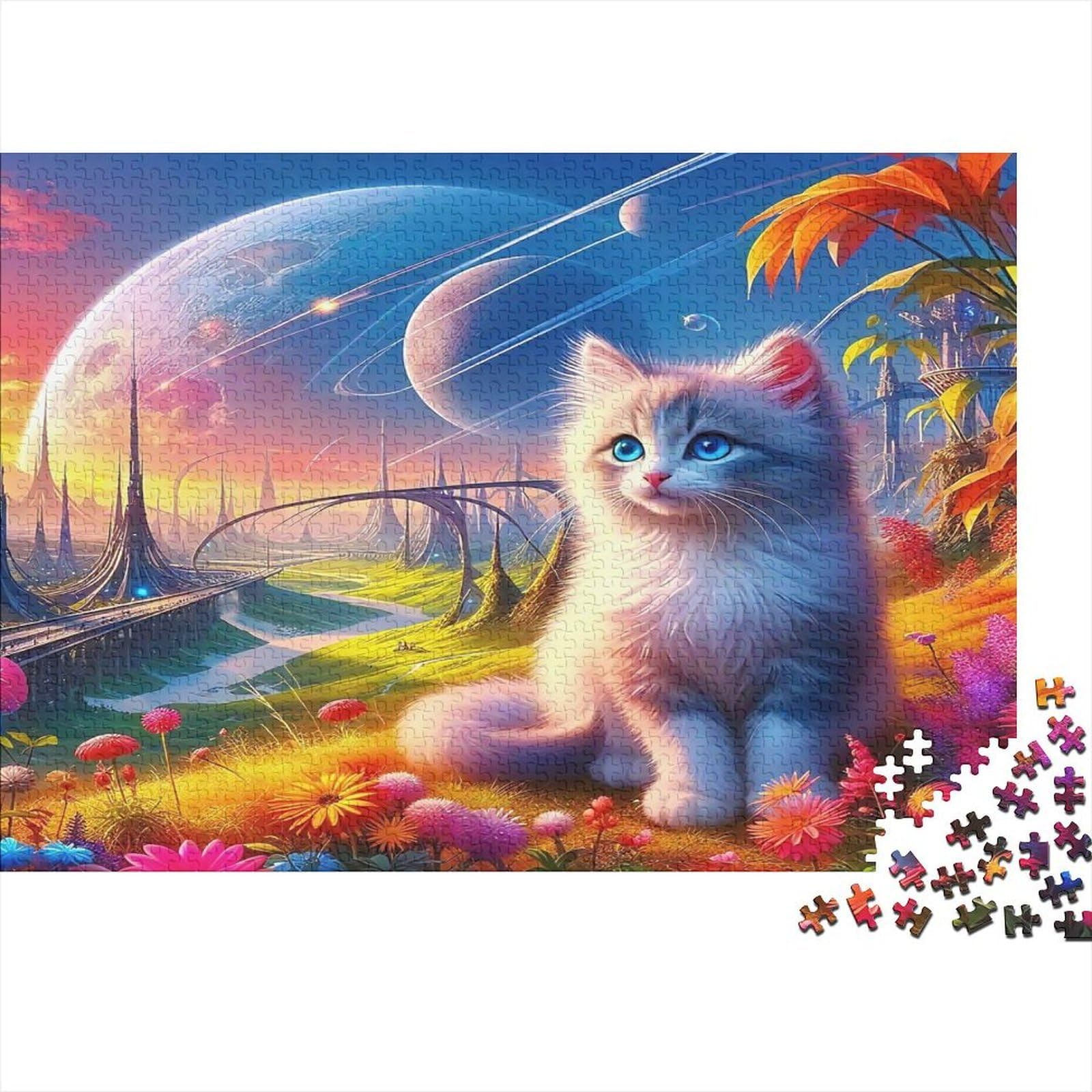 Rompecabezas de 1000 piezas de gato cósmico hermoso rompecabezas decorativo de 38 x 26 cm 8