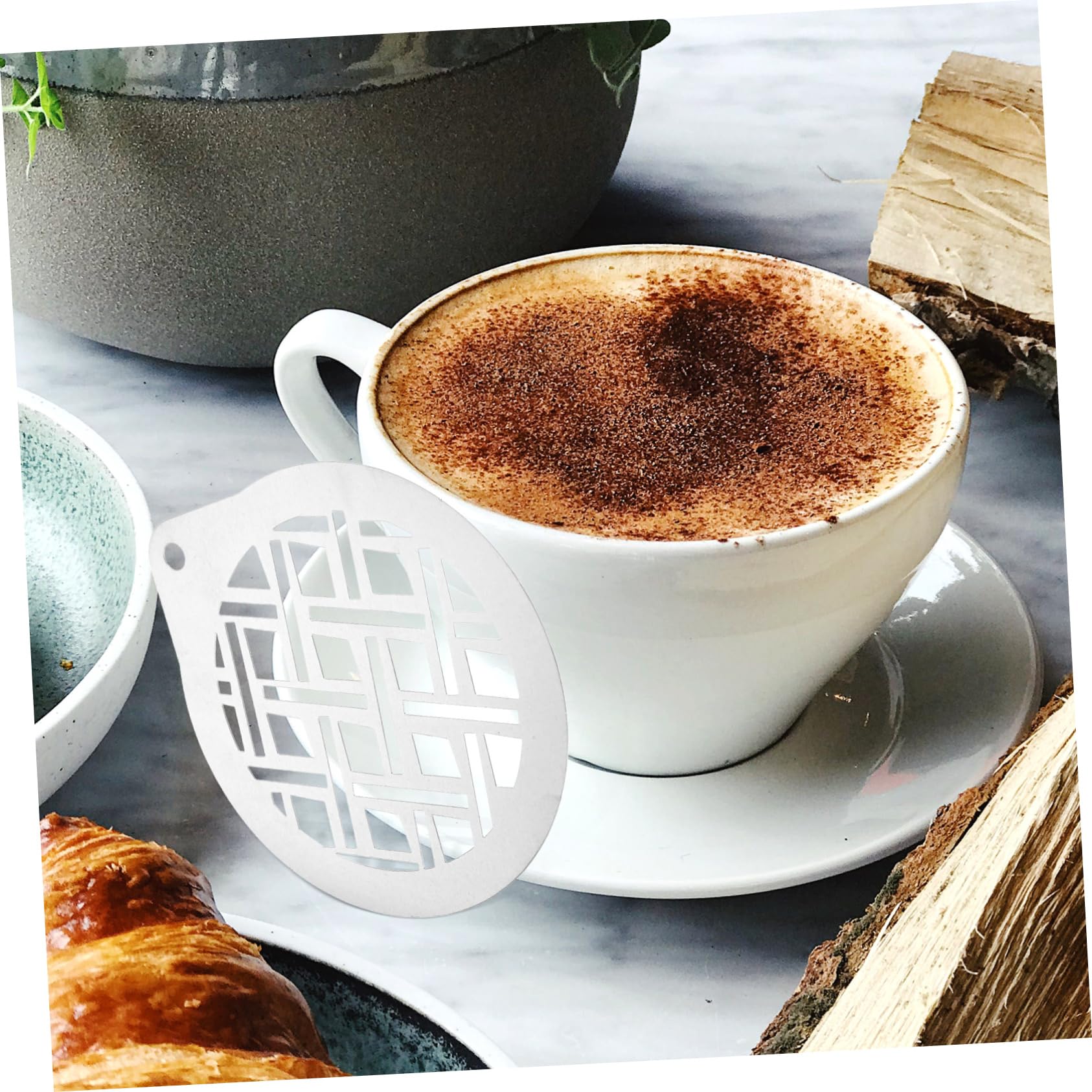Ciieeo 3juegos Plantillas De Café Inoxidable Para Decoración De Latte y Cappuccino Moldes Reutilizables Para Arte De Leche Fácil De Limpiar y Usar