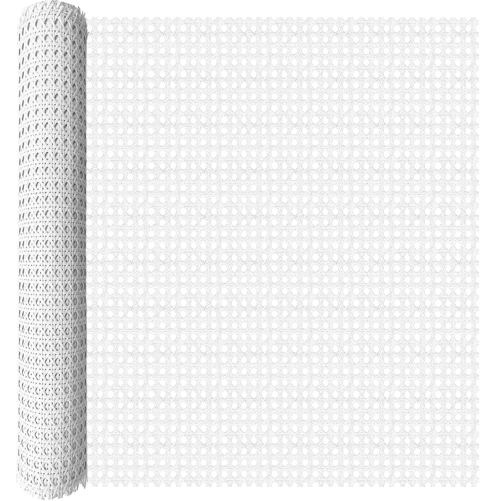 Allinkit White Cane Webbing,24" X6.6ft Plastic Pe Rattan Roll, Rattan Sheet,Waterproof Cane Webbing For Furniture Chair Cabinet Basket Renovation Repair Diy Handicrafts Weaving Projects