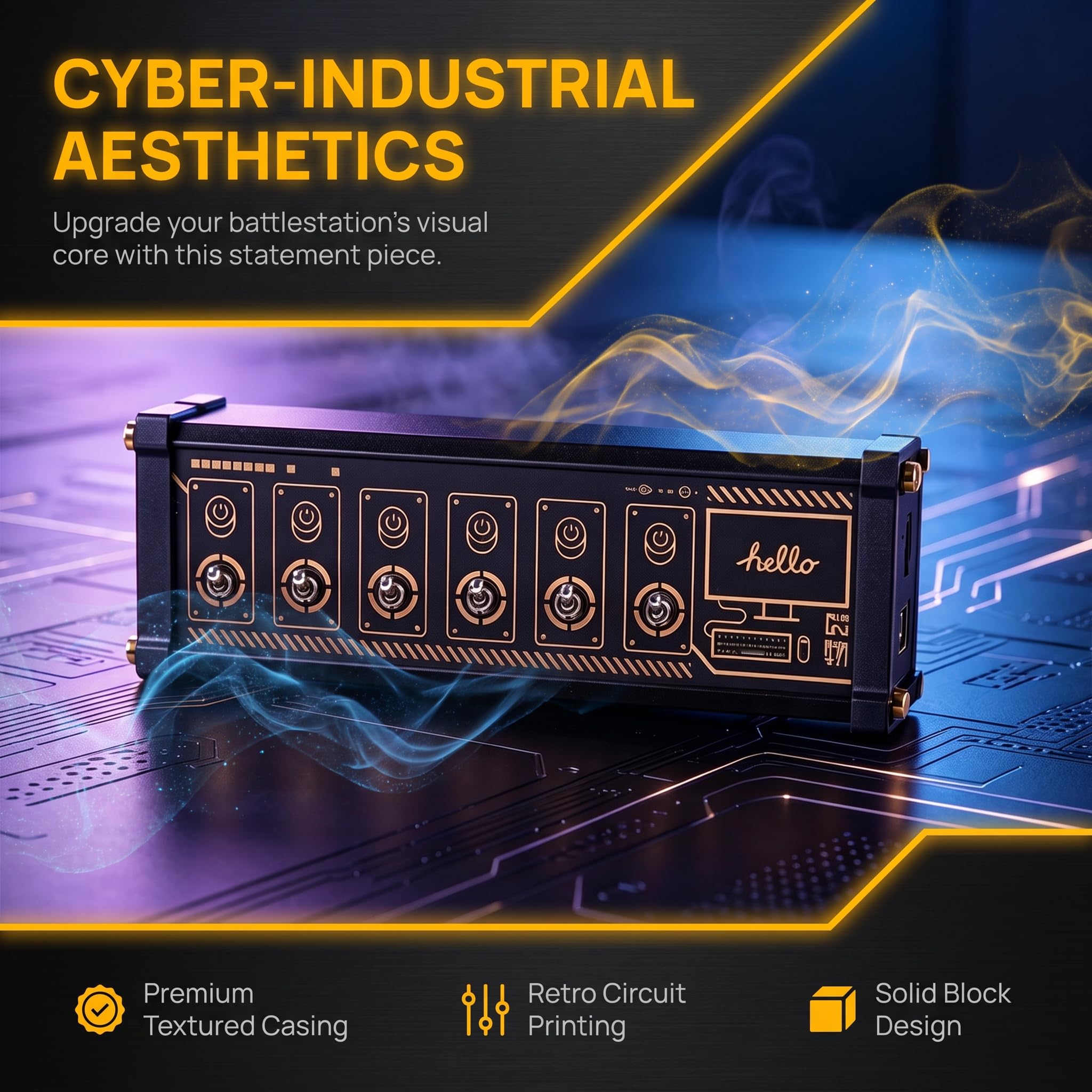 Concentrador USB De 6 Puertos con Interruptores Individuales, Divisor USB De Escritorio Estilo Cyberpunk Industrial, Base De Expansión De Alimentación USB con Diseño De Bloque para Configuración
