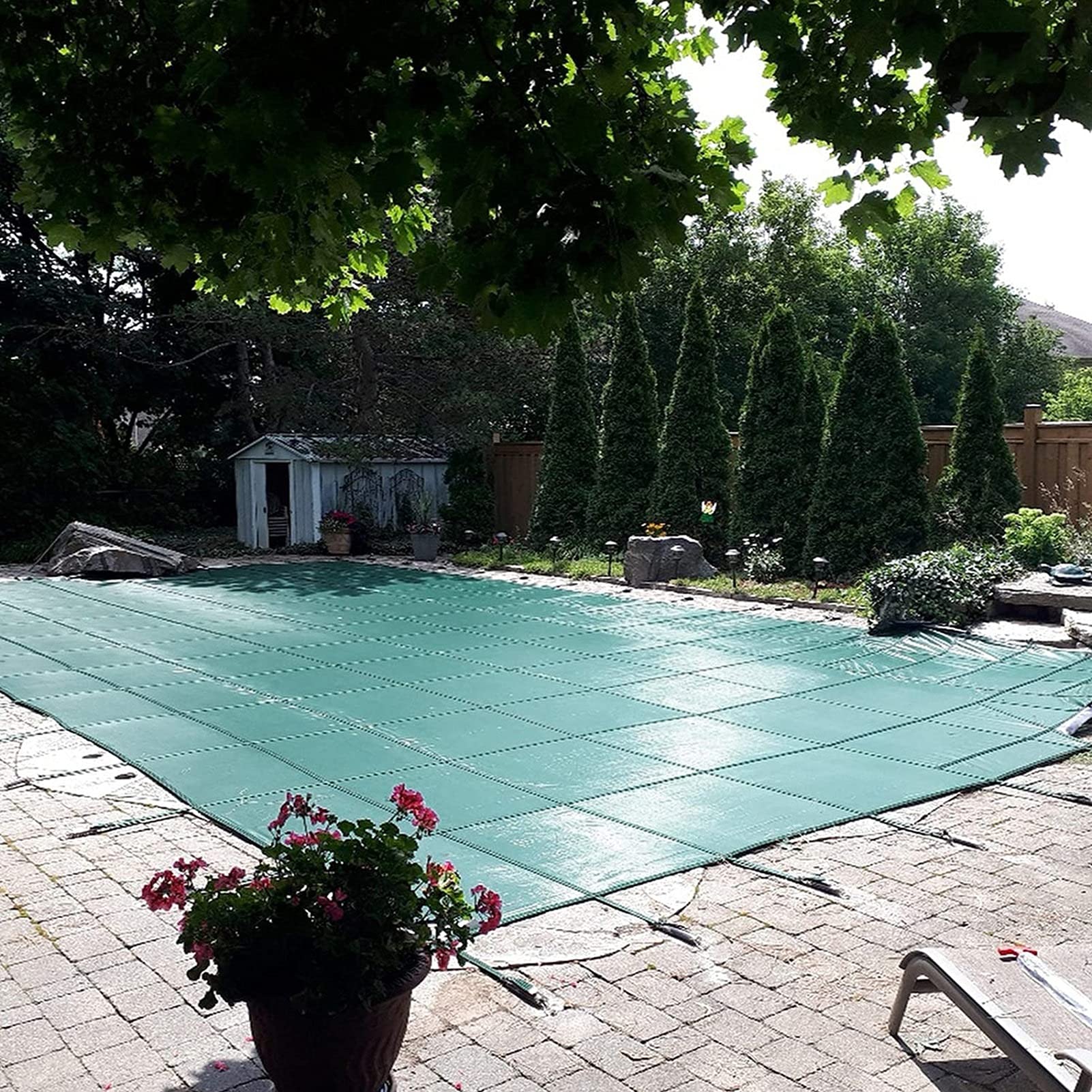 Rectangle Winter Pool Cover Safety for Inground Swimming Pool with Anchor Tools | Affordable