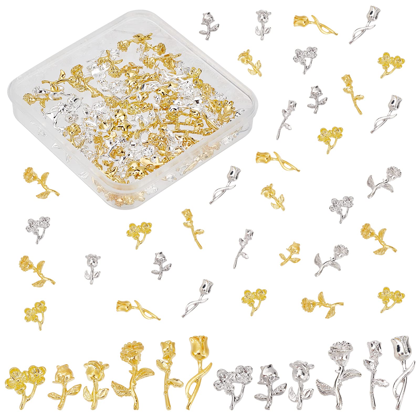Amazon.co.jp: [OLYCRAFT] 120個 レジン封入物 ローズ 花 メタルパーツ 