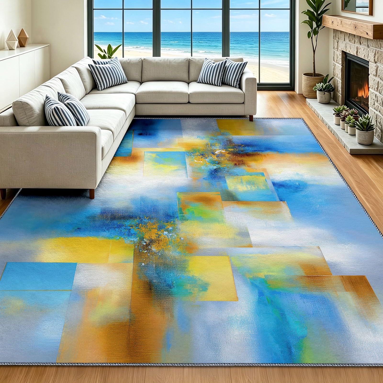 Tapis Poil Ras Salon Moderne Apaisant Doux Moquette Chambre 120 x 170 cm