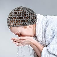 Vista 7 de Geyoga 2 piezas de red de ganchillo para el cabello, gorro tejido de rayón, cubre moño, gorras de ducha tejidas, gorro para dormir para mujeres