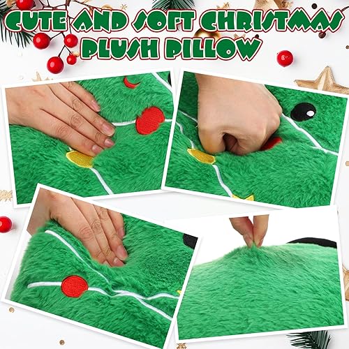 Miniatura 10 de Almohada de felpa de elfo verde de Navidad de 14 pulgadas, almohada de peluche grande de Navidad para el hogar, dormitorio, oficina, sofá,