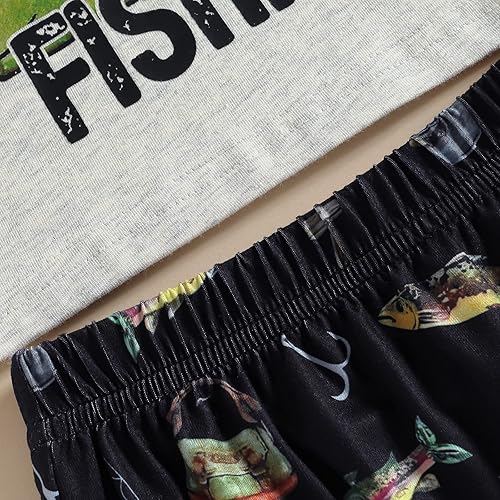 Miniatura 4 de Saliuentm Ropa de verano para recién nacido, camiseta de manga corta, cintura elástica, conjunto de pantalones cortos de pesca, 2 piezas