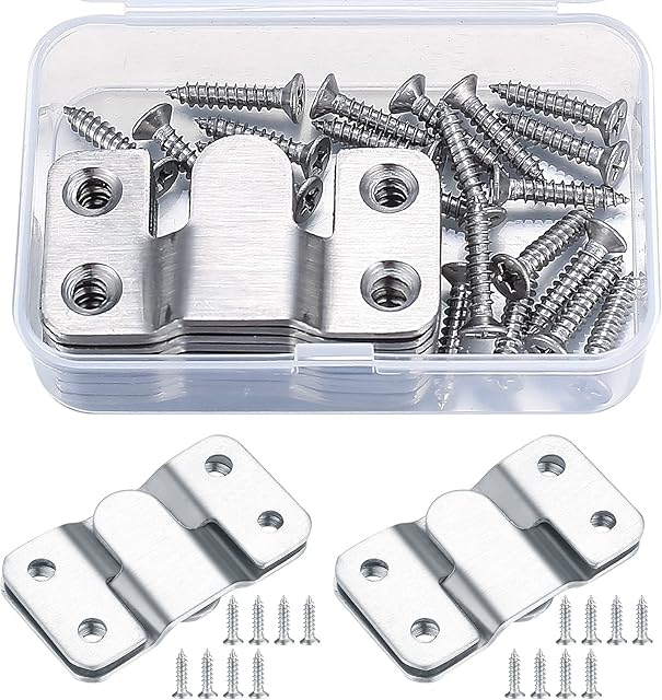 10 Pcs Flush Concealed Mount Brackets, Interlocking Photo Frame Hanging Buckles Hooks, Heavy Duty Pictures Headboard Furniture Connector Hangers Hooks for Walls, Mirrors, Photo Frame, Headboard