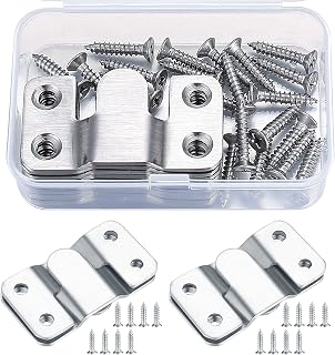 10 Pcs Flush Concealed Mount Brackets, Interlocking Photo Frame Hanging Buckles Hooks, Heavy Duty Pictures Headboard Furniture Connector Hangers Hooks for Walls, Mirrors, Photo Frame, Headboard