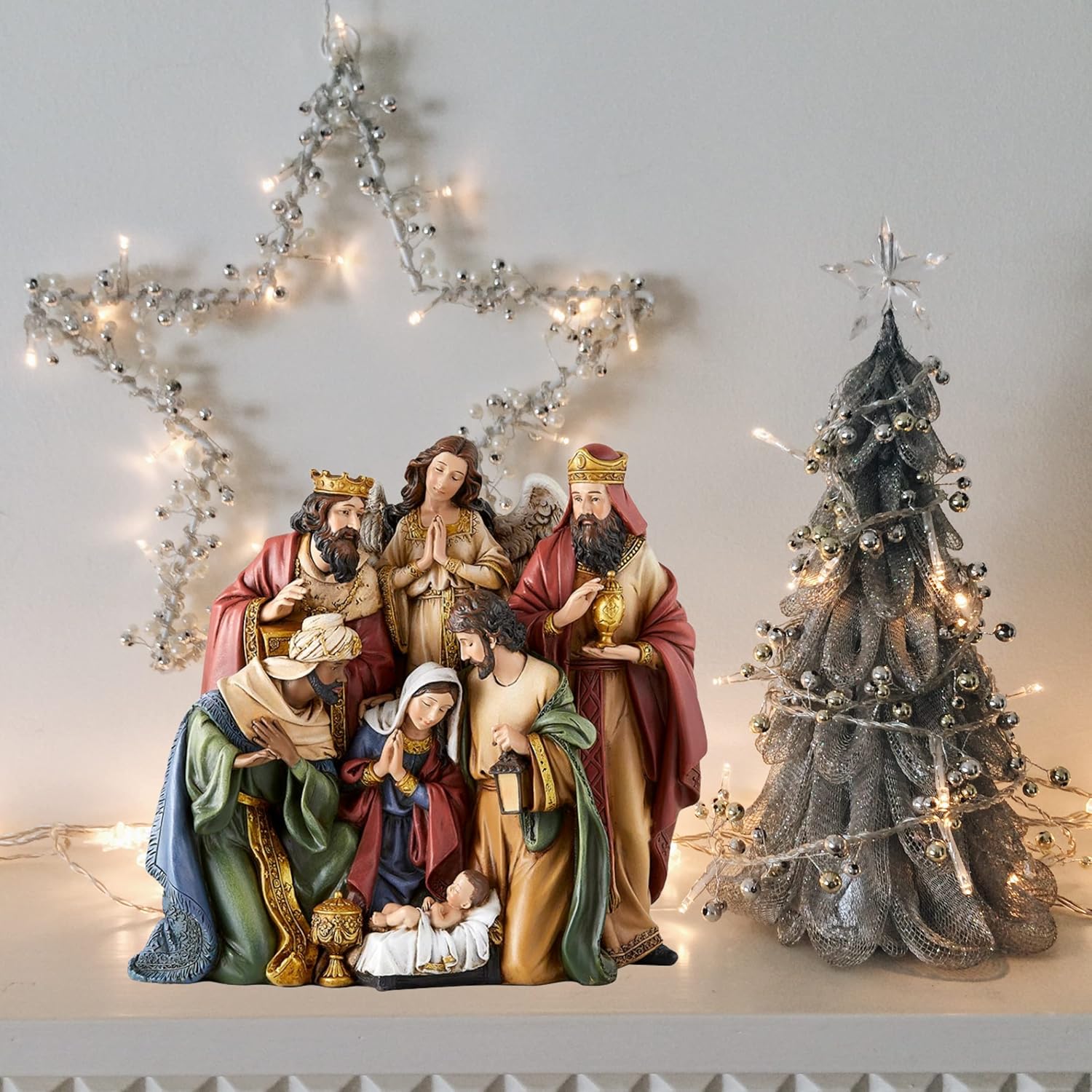 Advent and Christmas Resin Figurine, 8.75-Inch, Let Us Adore Him
