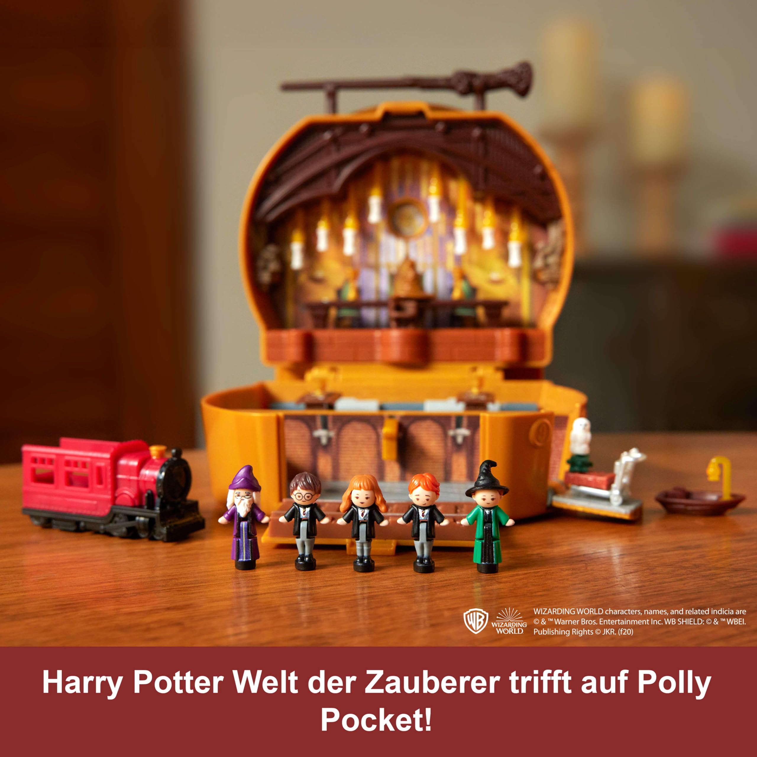 Polly Pocket Sammler-Spielset, Harry Potter-Schatulle mit 5 Puppen und 11 Zubehörteilen, HRD56