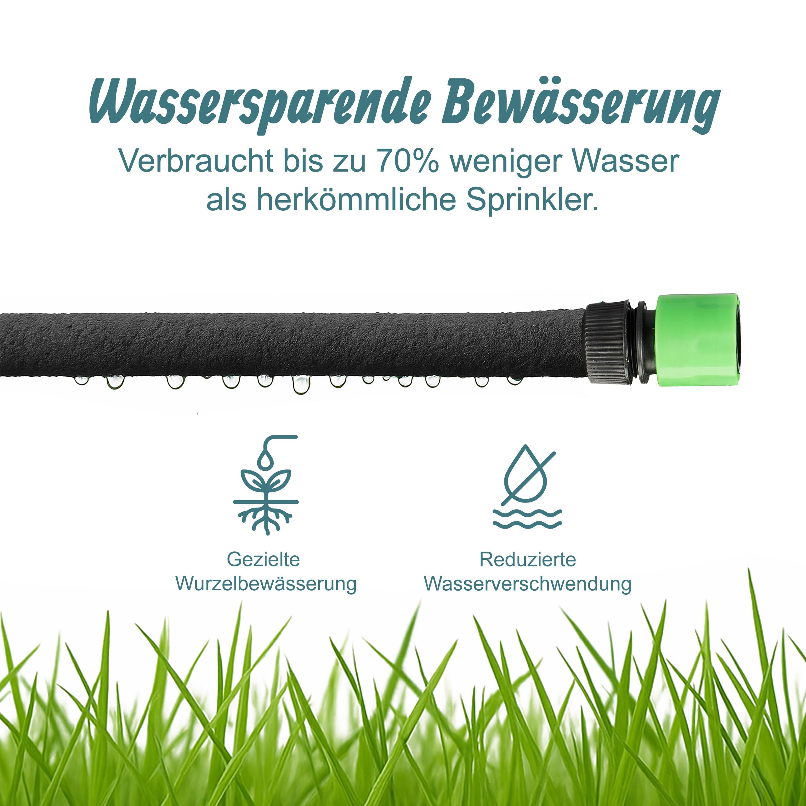 Relaxdays Tropfschlauch, Bewässerung, 70 m Perlschlauch, Hochbeet & Heckenbewässerung, Bewässerungsschlauch, schwarz