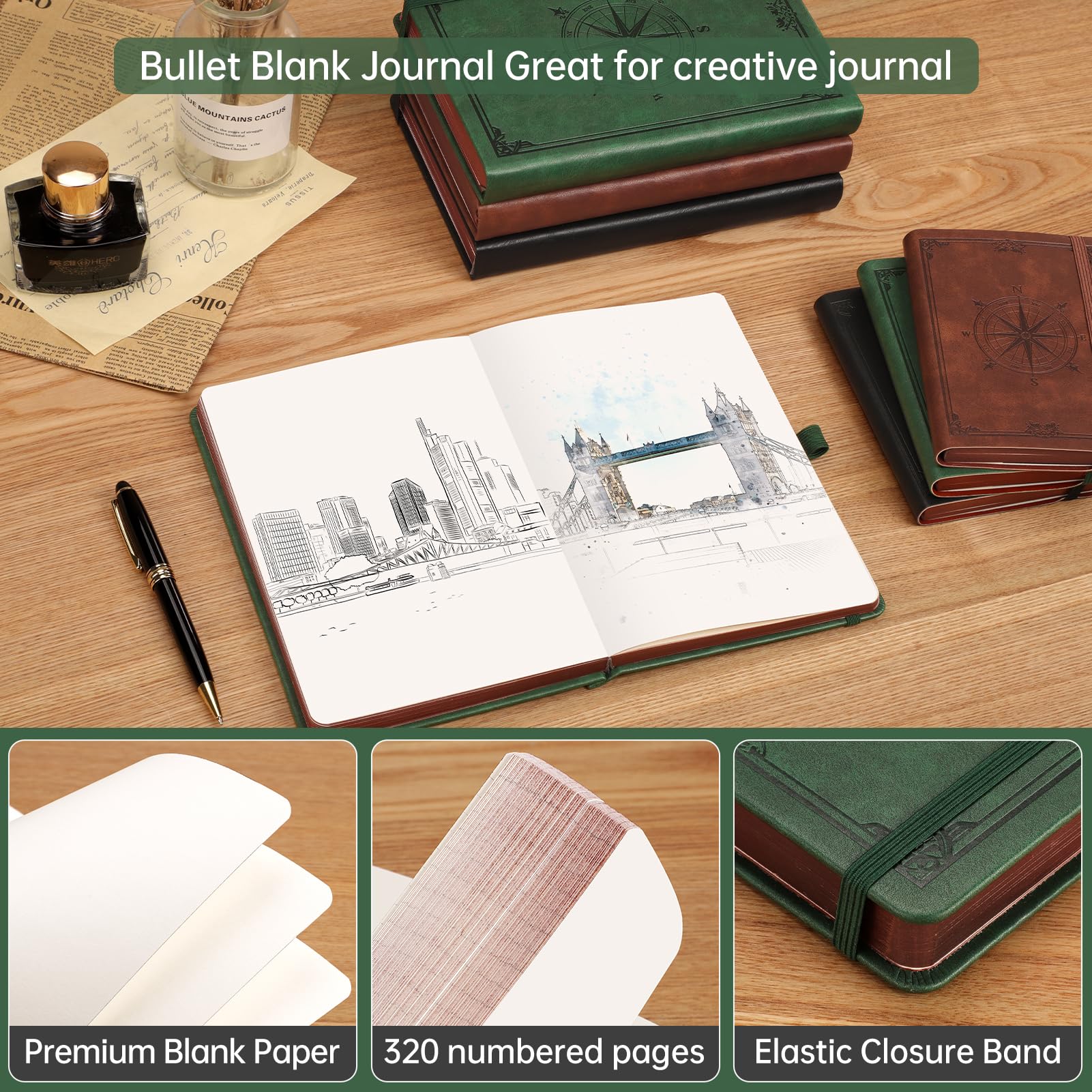AUTEMPO A5 Blank Journal Notebook, 320 Pages Hardcover Thick Note book with 100 GSM Paper, for Men & Women - Image 3
