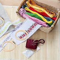 Vista 3 de 60 aros redondos de madera para bordar de bambú de 3 pulgadas para costura de arte y manualidades