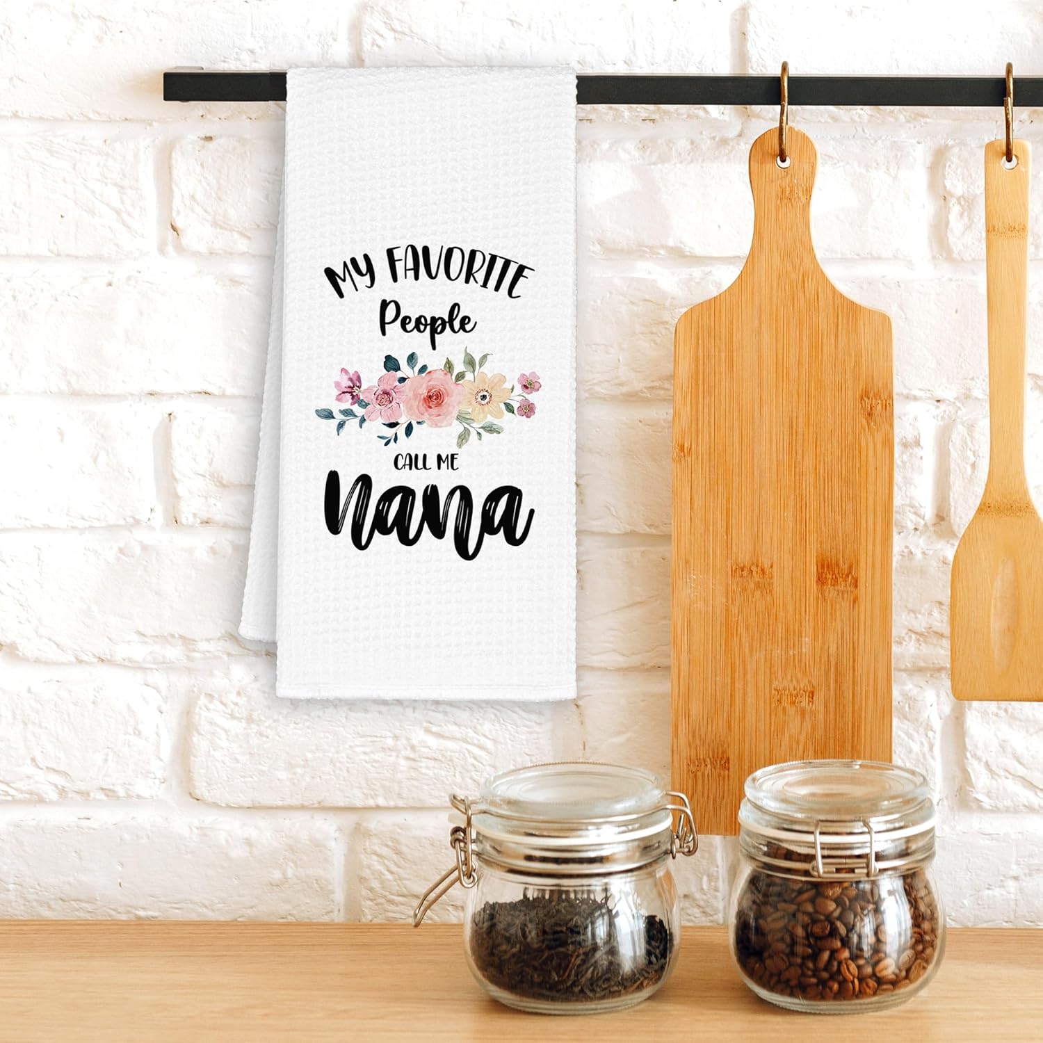 Nana Grandma Kitchen Towels, My Favorite People Call Me Nana Gifts for Grandma Birthday Christmas Mother's Day, Floral Hand Towels Decor for Bathroom, Rustic Dish Tea Bar Towel Home 16x24in - Image 2