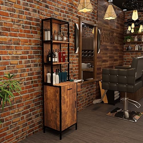 Miniatura 2 de OmySalon Gabinete de almacenamiento de 3 capas, equipo organizador de estación de peluquería de belleza, juego de estación de estilista con 1 cajón,