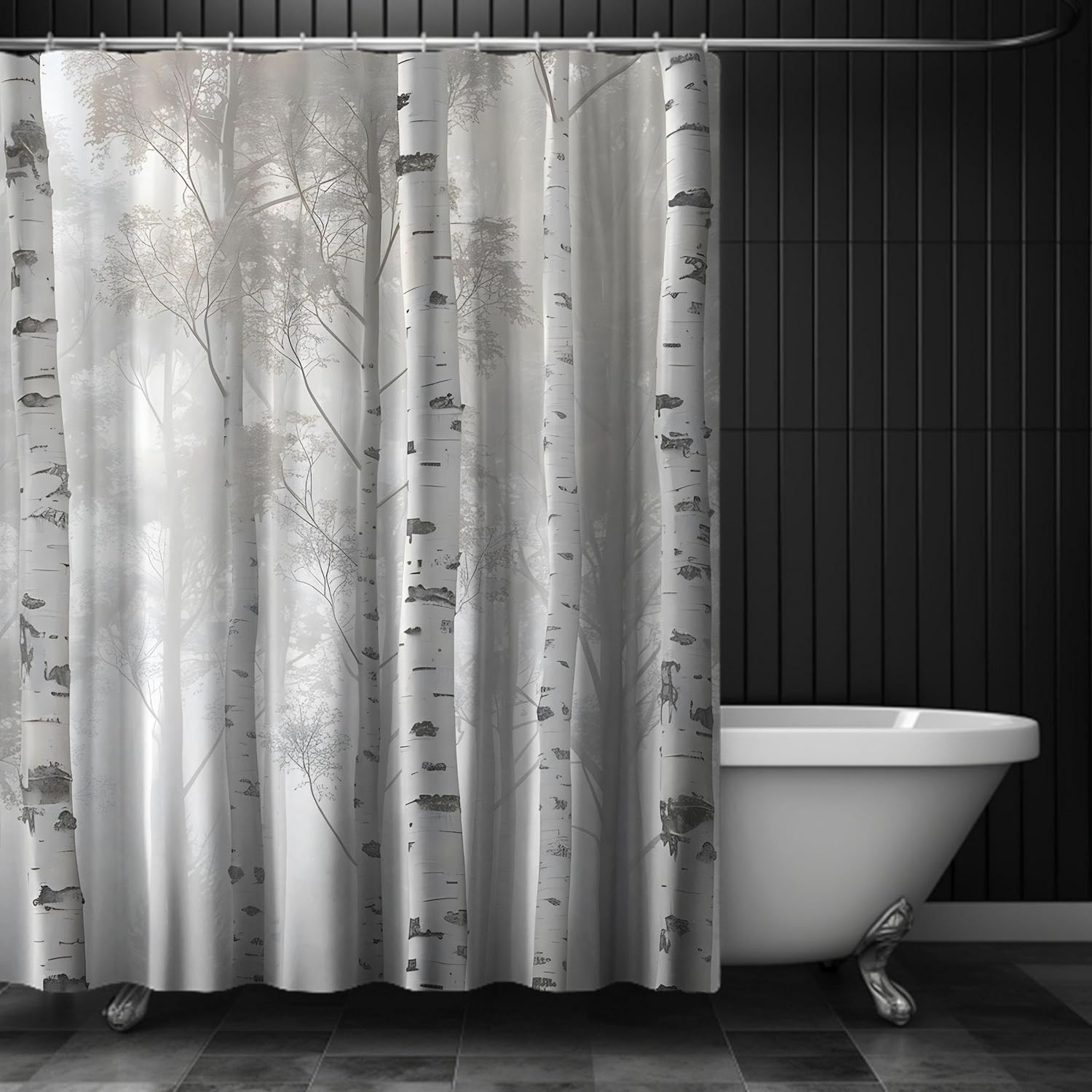 Aspen Birch Trees Shower Curtain Bathroom,Botanical Shower Curtain for Bathroom with 12 Hooks,Farmhouse Bathroom Shower Curtain 100x210cm/39x83in(WxH) clothshowercurtain