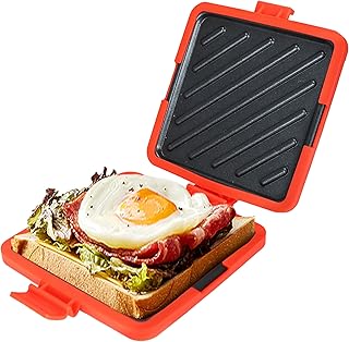 Microwave Toastie Sandwich Maker,Micro Munchy Microwave Toastie Maker, Versatile Small Toaster, Easy to Clean and Store, Perfect for Cooking Breakfast, Grilled Cheese, Snacks (Red)