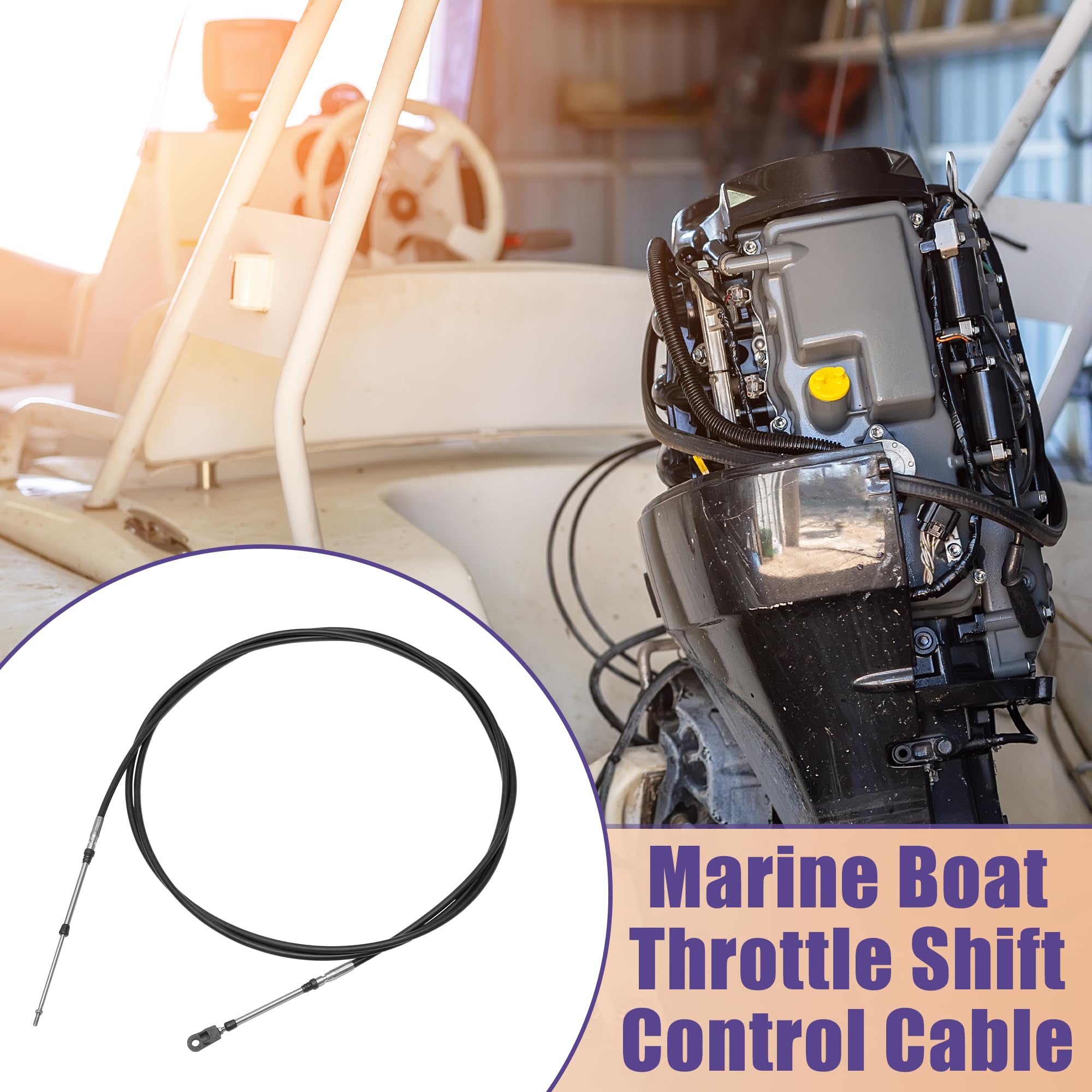 QUARKZMAN 2 Pz 400cm 13FT 33C/3300 Cavo di Controllo dell'Acceleratore per Barca Marina Nero