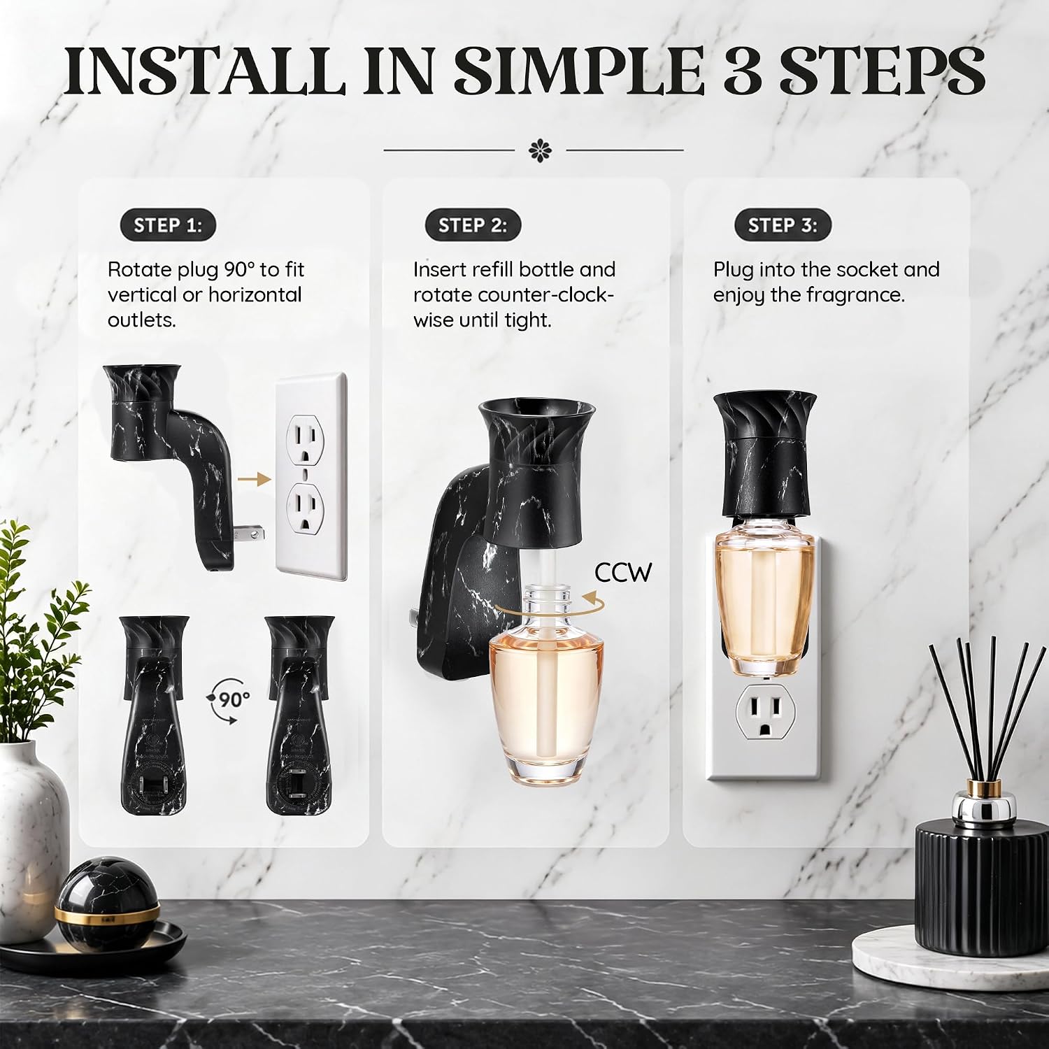 4 Pack Wall Fragrance Plug Compatible with Bath & Body Works, Black