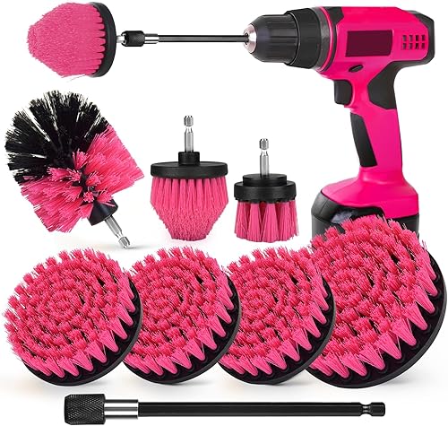 Juego de accesorios de cepillo de taladro, paquete de 7 cepillos de limpieza eléctrica de 14 pulgadas + accesorio prolongado para taladro, cepillo