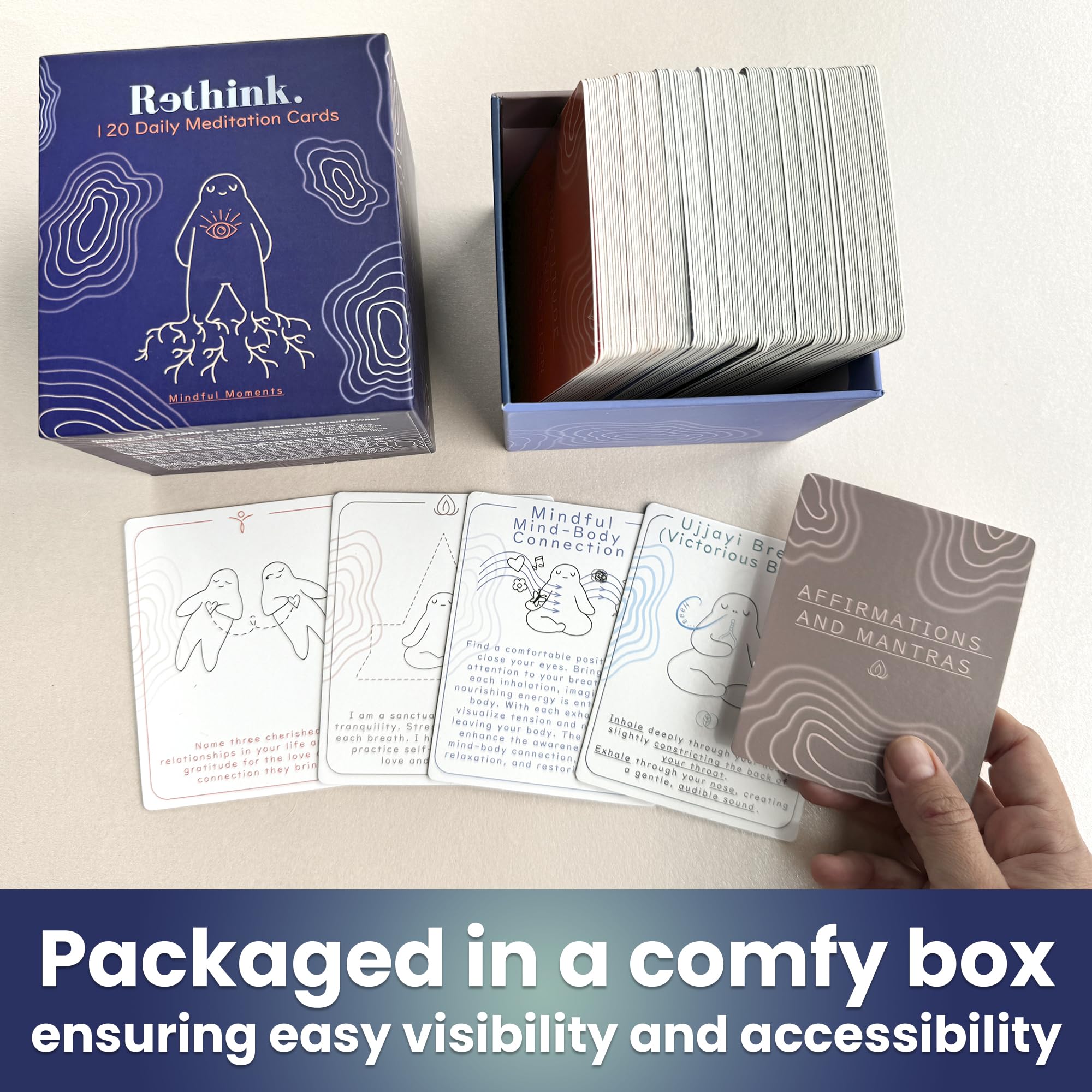 QUOKKA Meditation Cards, 120 Cards for Adults, Anxiety Relief Items Affirmation for Mental Health - Image 4