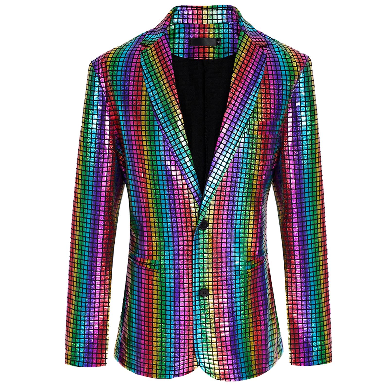 CARUHIF Men's 70s Disco Jacket Sequin Blazer Shiny Party Prom Outfit, Z2707d, 4XL