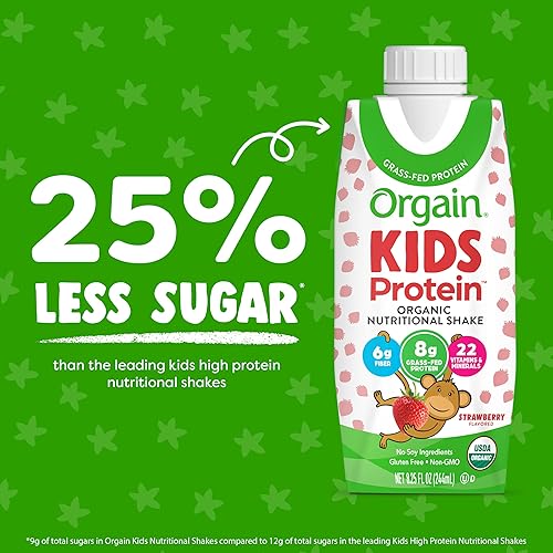 Miniatura 3 de Orgain Batido nutricional orgánico para niños fresa 028oz de proteína 22 vitaminas y minerales frutas y verduras sin gluten sin soja Kosher sin OMG