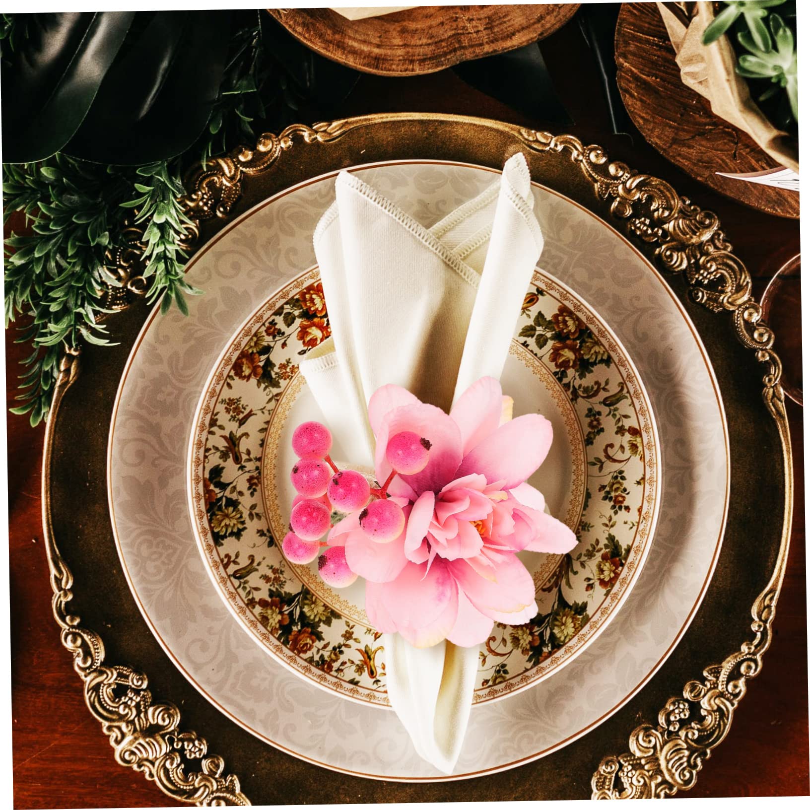 IMIKEYA 30stücke Künstliche Blumen Serviettenringe Elegante Tischdeko Für Hochzeiten Ostern Partys Und Mehr Stilvolle Napkin Decor Accessory Aus Hochwertigen Materialien