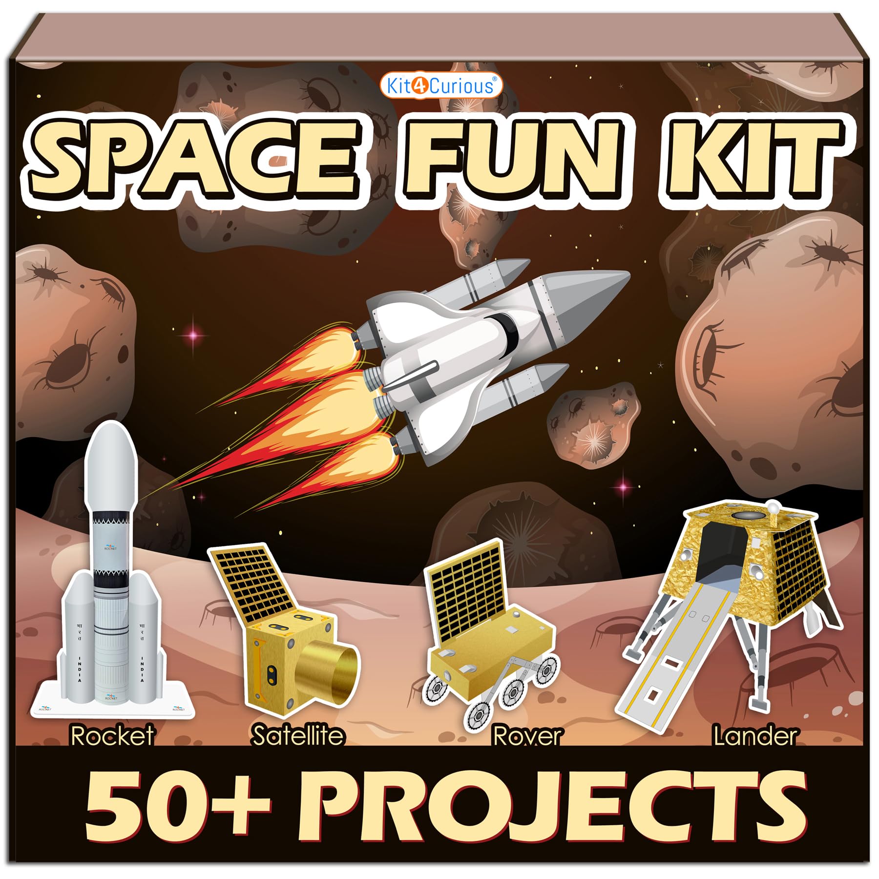 Kit4Curious® School Project Kit – Moon Mission Science Exhibition Models and Space Fun 50+ DIY Experiments for Summer Projects