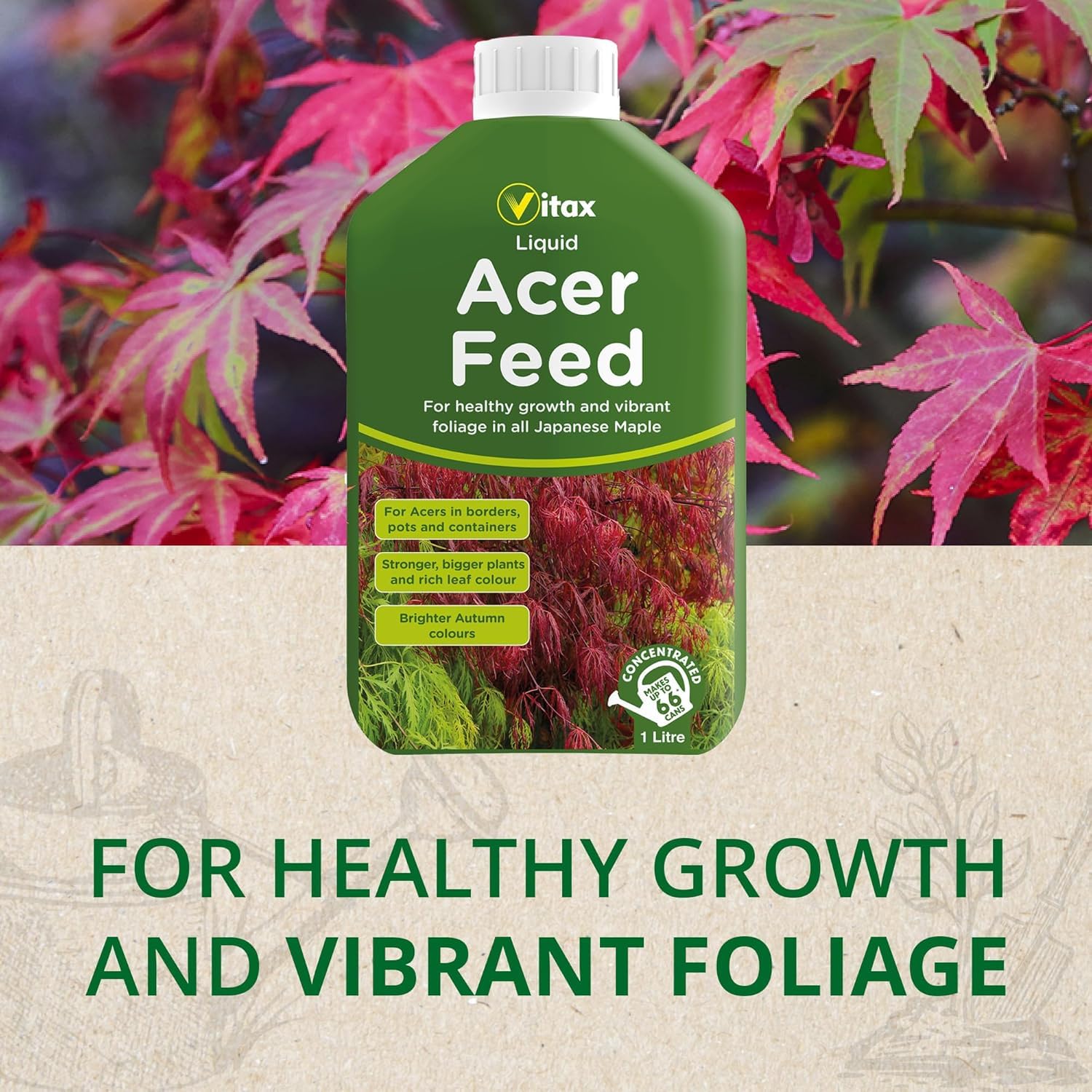 Vitax Liquid Acer Tree Feed, Promotes Healthy Leaf & Root Growth, Suitable For Borders, Pots & Containers 1 Litre (makes 300L of Feed) - 3