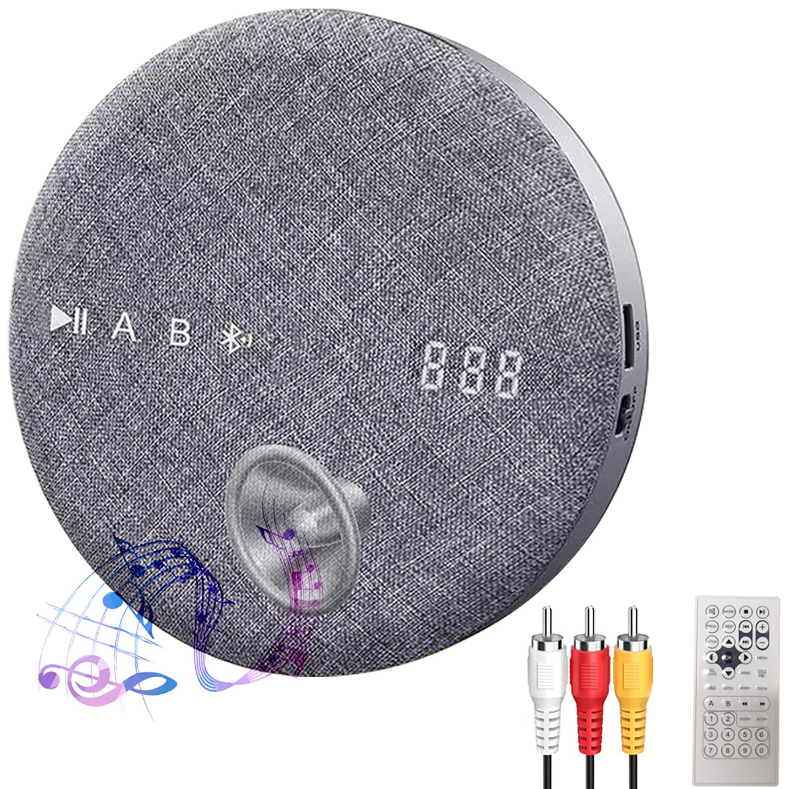 Reproductor CD Portátil, Altavoces Estéreo Bluetooth, Compatible Reproducción Disco U/Reproductor De MP3, Entrada/Salida Auxiliar, para Escuchar Tus Canciones Favoritas Cualquier Momento